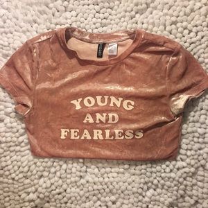 Pink velvet crop top